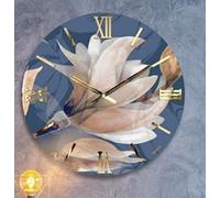 Generico Orologio da Parete, Soggiorno, Cucina, Moderno,Effetto marmo, Base legno, Lavorazione a resina, Numeri a rilievo, Diametro disponibile 40/60/80/100 cm, Made in Italy (60cm, Magnolia)