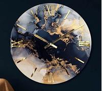 Generico Orologio da Parete, Soggiorno, Cucina, Moderno,Effetto marmo, Base legno, Lavorazione a resina, Numeri a rilievo, Diametro disponibile 40/60/80/100 cm, Made in Italy (40cm, Oceano)