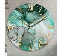 Generico Orologio da Parete, Soggiorno, Cucina, Moderno,Effetto marmo, Base legno, Lavorazione a resina, Numeri a rilievo, Diametro disponibile 40/60/80/100 cm, Made in Italy (60cm, Petrolio)