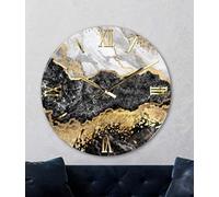 Generico Orologio da Parete, Soggiorno, Cucina, Moderno,Effetto marmo, Base legno, Lavorazione a resina, Numeri a rilievo, Diametro disponibile 40/60/80/100 cm, Made in Italy (40cm, Gold)