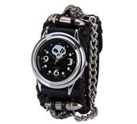 Generico Orologio da polso da uomo con catena da polso da polso gotico con teschio, bracciale da uomo, punk rock (Black, One Size)