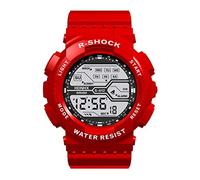 Generico Orologio da polso da uomo sportivo con cronometro LCD da polso impermeabile con data Orologio da uomo digitale in gomma da ragazzo (Red, One Size)