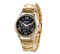 Generico Orologio unisex in acciaio inossidabile decorativo a tre occhi con scala di numeri romani quadrante business orologio al quarzo analogico