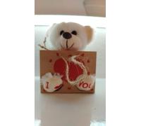 Generico Orsetto Peluche 'I Love You' con Cuore, Colore Bianco, 12 cm, Romantico Regalo d'Amore, Made in Italy