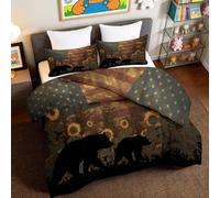 Generico Orso Bruno Rustico Girasole E BandieraPiumino 135 x 200 cm - Trapunta Traspirante e Extra Morbido, Piumone per 4 Stagioni con 2 Federe - imbottitura 400 GSM, Multicolore