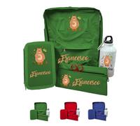 Generico Orso Set completo Zaino Scuola Portapastelli Astuccio e Borraccia Personalizzati Con Nome Bambini Materna Elementari Asilo Medie Unisex Zainetto Bimbo Bimba Borsa Studenti Made in Italy