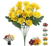 Generico Ortasthard Artificial Mums, Realistic Artificial Plastic Decorative Flower Bouquet, Rainproof UV Resistant and No Odor, Fall Decor, for Porches and Home Decoration (Yellow,10 Pcs)