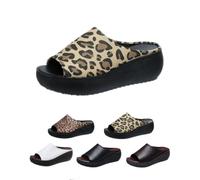 Generico Orthopedic Sandals for Women 2025 New Summer Comfortable Orthotic Leather Wedges Comfortable Arch Support Slides (Beige leopard print,40)