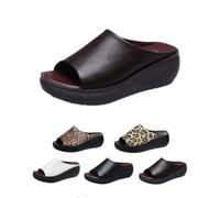 Generico Orthopedic Sandals for Women 2025 New Summer Comfortable Orthotic Leather Wedges Comfortable Arch Support Slides (Brown,36)