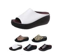 Generico Orthopedic Sandals for Women 2025 New Summer Comfortable Orthotic Leather Wedges Comfortable Arch Support Slides (White,43)
