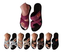 Generico Orthopedic Sandals for Women 2026 Summer Beach Slip On Flip Flops Comfortable Mesh Flats Casual Toe Ring Slippers Arch Support (burgundy,40)