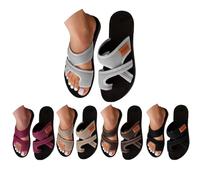 Generico Orthopedic Sandals for Women 2026 Summer Beach Slip On Flip Flops Comfortable Mesh Flats Casual Toe Ring Slippers Arch Support (grey,42)