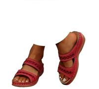 Generico Orthopedic Sandals for Women Comfortable Arch Support Wide Width Slip-On Wedge Platform Summer Casual Beach Shoes (red,38)