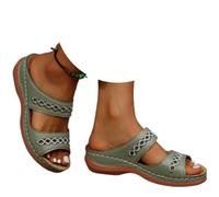 Generico Orthopedic Sandals for Women Comfortable Arch Support Wide Width Slip-On Wedge Platform Summer Casual Beach Shoes (green,39)