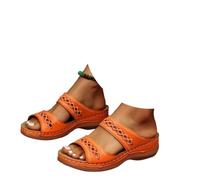 Generico Orthopedic Sandals for Women Comfortable Arch Support Wide Width Slip-On Wedge Platform Summer Casual Beach Shoes (orange,37)