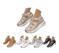 Generico Orthopedic Sandals for Women Summer Hollow Out Closed Toe Sneaker Breathable Comfortable Platform Arch Support Platform Wedge Sandal Slip On Walking Business Slipper (gold,38)
