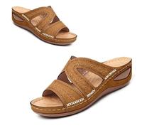 Generico Orthopedic Wedge Sandals for Women 2025 omfortable Open Toe Wedge Beach Sandals Arch Support Wedge Non Slip Flip Flops (1PCS/F,38)