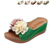 Generico Orthopedic Wedge Sandals for Women 2026 Floral Platform Wedge Sandals Non-Slip Summer Beach Walking Shoes with Arch Support (Green,43)