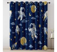 Genérico Oscurante Tende Blu Scuro, Cartone Animato Spazio Astronauta Tema Termiche Isolanti Tende, 140L x 280A cm (2 Pannelli) per Camera da letto Soggiorno Fattoria Finestre Decorare