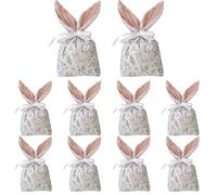 Generico Osterhasen Geschenktüte - Plüschstoff 10-teilig | Flannel Hasenförmige Zugband Candy Bag Mit Süßem Hasenmuster Für Ostern, Geburtstage, Hochzeiten, Afternoon Tea Partys, Feiertage