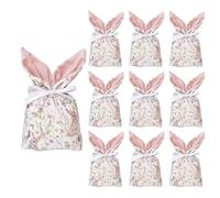 Generico Osterhasen Geschenktüte - Plüschstoff 10-teilig | Flannel Hasenförmige Zugband Candy Bag Mit Süßem Hasenmuster Für Ostern, Geburtstage, Hochzeiten, Afternoon Tea Partys, Feiertage