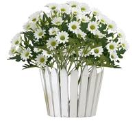 Generico Outdoor Sunset Mums Foliage, Artificial Outdoor Sunset Mums Flowers - UV resistant, Waterproof, Windproof (White,5Pack)
