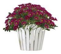 Generico Outdoor Sunset Mums Foliage, Artificial Outdoor Sunset Mums Flowers - UV resistant, Waterproof, Windproof (Red,10Pack)