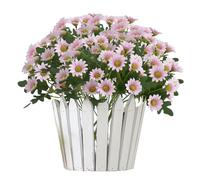 Generico Outdoor Sunset Mums Foliage, Artificial Outdoor Sunset Mums Flowers - UV resistant, Waterproof, Windproof (Pink,5Pack)