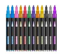 Generico Outline Markers - 12 Colors Double Line Pens | Art Drawing Journaling Water-Based Ink With Fine Broad Tips, Smooth For Color Blending, Creative Crafts, Greeting Cards, Classroom Projects