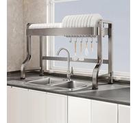 Generico Over-Sink Dish Drainer Rack - 2-Tier Gunmetal Gray, Adjustable 3 Positions, Large Capacity for 33In Kitchen Space Saver, Sturdy Stylish Dish Drying Solution,5549 Gun Gray Single La