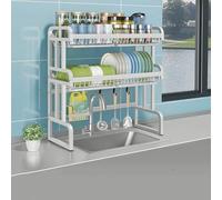 Generico Over-Sink Dish Drainer Space-Saving Kitchen Dish Rack with Drain Tray Suitable for Over-Sink And Countertop Dish Drainers,Double-Layer Bare Frame-75Cm/29In