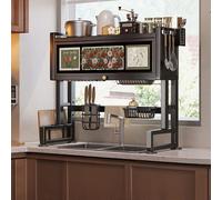 Generico Over-The-Sink Dish Drainer Kitchen Dish Storage Rack Simple Print Carbon Steel Ideal for Kitchen Storage,B-75Cm/29In