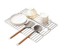 Generico Over The Sink Roll Up Drying Rack - Tri Fold Steel Mat For | Expanded Size 43x32cm | Heavy Duty 304 Stainless Steel | Rustproof Foldable Tri-Fold Space-Saving Design For