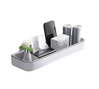 Generico Over-The-Toilet Storage Rack, Wall-Mounted Wash Basin Organizer, Adhesive No-Drill Shelf, Space-Saving Abs Design, Ideal for Cosmetics & Bathroom Principles, 10 Inches, White