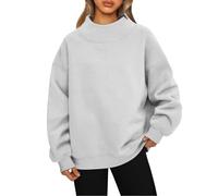 Generico Oversized Mock Neck Sweatshirt for Women, Mock Neck Long Sleeve Tops Women, Turtleneck Long Sleeve Pullover Hoodies (Gray,M)
