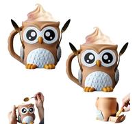 Generico Owl Ice Pint Holder,3D Printing Ice Cream Pint Containers Holds,Reusable Popsicle Containers with Handle and Dual Spoon Slots,Fun Gift For Ice Cream Lovers
