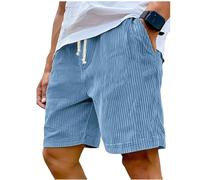 Generico Pacificozy Men's Shorts, Mokaloha Mens Corduroy Shorts, Breathable Casual Lace-Up Loose Short, for Summer Beach (Blue,S)
