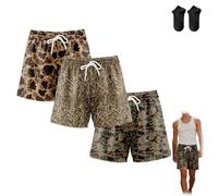 Generico Pack 3 Duck Hunting Camo Shorts,5 inch Inseam Camo Mesh Design,Men's Lightweight Quick-Dry Athletic Drawstring Short (IT,5XL, Regular, Regular, B)