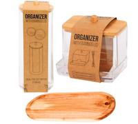 Generico Pack 3 Pezzi, Porta Dischetti Struccanti Coperchio Bambu', Porta Bastoncini Orecchie Tamponi Naso con Coperchi Bamboo, Struccare Toilette Orecchie Bagno Estetista Trucco. (Rovere Bambu')