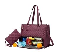 Generico Packuum 3 in 1 Tote Bag, 2 in 1 Tote Bag Lunch Bag Combo, Work Totes Bags with Lunch Compartment, for Office, Travel (Red)