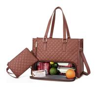 Generico Packuum 3 in 1 Tote Bag Travel, Packuum Tote Bag, 15.6 Inch with Lunch Compartment for Work Travel (Dark Brown)