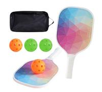 Generico Paddles - Wood PU 37x18x1,5 cm Manico 12 cm | Racket a palla sottaceto | Core a d'ape | Paddle multicolore in stile prisma colorato per gioco offensivo e difensivo facile da imparare