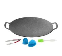 Generico Padella Grill Coreana | Padella Grill In Ghisa Per Piano Cottura Con Manici - Utensili da Cucina con Guanto Pennelli Pinze | per Casa Campeggio Viaggi Riunioni Familiari e Pranzi