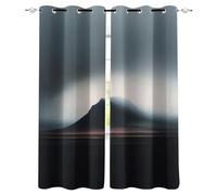 Generico Paesaggio Naturale 3D Tende da 2 Pannelli Ombreggiatura 85L x 200A CM Misty Nero Montagne Poliestere Isolamento Termico Tenda per Finestra per Camera da Ietto Soggiorno Cucina Sala Giochi