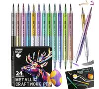 Generico Paint Marker - Oil Based Marker Pens 14.5 X 16.5 X 1.5 Cm | Double Ended Smooth Writing Paint Pens 24 Colors Set | DIY Art Markers For Photo Album Ceramic Canvas Home School Classroom