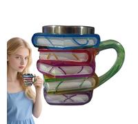 Genérico Painted Book Mug - Resin Water Mug | Reading Coffee Cup With Vintage Charm And Functionality | Book Coffee Mugs Used For Kitchens, Studies, Cafes, Bookstores
