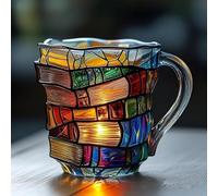 Generico Painted Book Mug, Tazza di Libri Dipinti Nuovo, Books Stack Shaped Coffee Cup,Novelty Coffee Mugs Painted Books,Tazza da Scaffale per Biblioteca per Gli Amanti della Letteratura