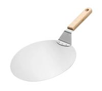 Generico Pala for pizza da 10 pollici con manico in legno in acciaio inossidabile, ampia superficie, può essere appesa, trasferita torta, vassoio di trasferimento pancake