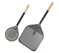 Generico Pala for pizza in lega di alluminio e legno, set da 2 pezzi, pala for corta, accessori for forno a paletta for dura(7 inch and 13 inch)