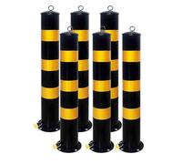 Generico Paletti di Sicurezza Gialli Rimovibili - 6 Pali di parcheggio in Acciaio con Manicotto di Ancoraggio, bulloni di Ancoraggio e Lucchetto - Soluzioni per Il Controllo del Traffico nei magazzin